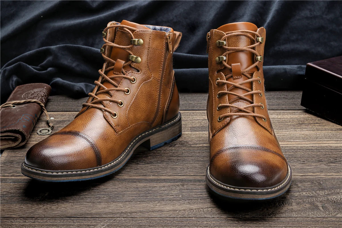 Bottes en Cuir Rétro Classique